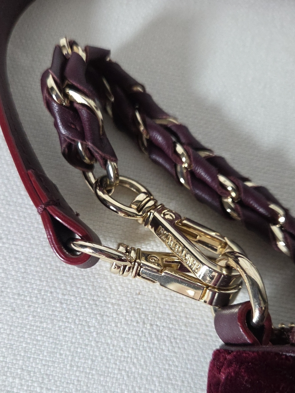 MZ Wallace Quilted Velvet Crossbody Bag in Burgundy with Gold Hardware - Picture 6 of 7